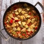 Hamlappen met paprika's en pindakaas