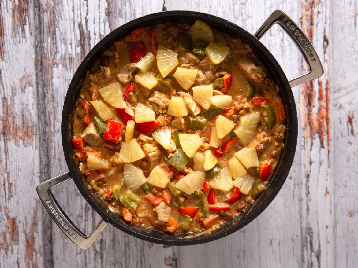 Hamlappen met paprika's en pindakaas